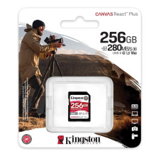 KINGSTON SD MEMORY CARD CANVAS REACT PLUS V60 CLASS 10, UHS-II, U3 FOR 4K CAMERAS SDR2V6 (256GB)