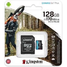 KINGSTON CANVAS GO PLUS MICRO SD CARD CLASS 10 UHS-I V30 U3 4K MEMORY CARD SDCG3(170MB/S READ, 90MB/S WRITE) (128GB)