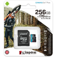 KINGSTON CANVAS GO PLUS MICRO SD CARD CLASS 10 UHS-I V30 U3 4K MEMORY CARD SDCG3 (170MB/S READ; 90MB/S WRITE) (256GB)