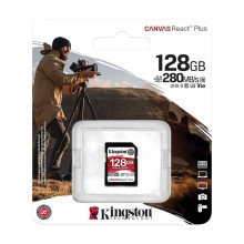 KINGSTON SD MEMORY CARD CANVAS REACT PLUS V60 CLASS 10, UHS-II, U3 FOR 4K CAMERAS SDR2V6 (128GB)